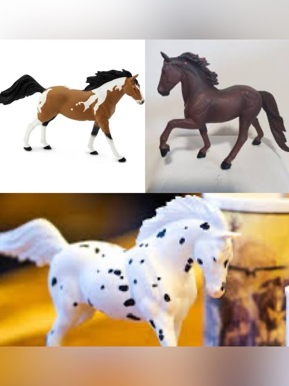 Safari Ltd Horse Figurines Lot of 3 Knabstrupper Pinto Tennessee Walker 7”